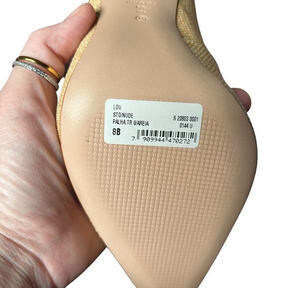 NWB Schutz LOU Pointed-Toe Fabric Leather outsole Stiletto Pump Beige (Size 8 B) - Picture 9 of 9